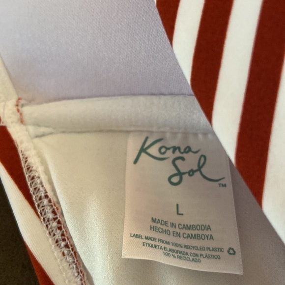 KONA Sol Stripped Twisted Bandeau Piece Swimsuit - Picture 8 of 9